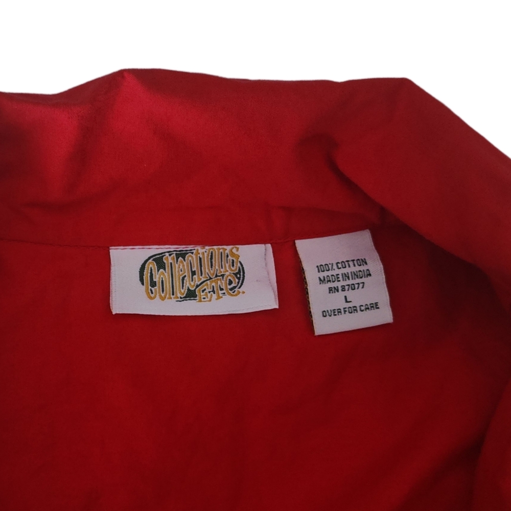 Collections Etc Red Cotton Button Front Blouse Women’s Large - Picture 3 of 6